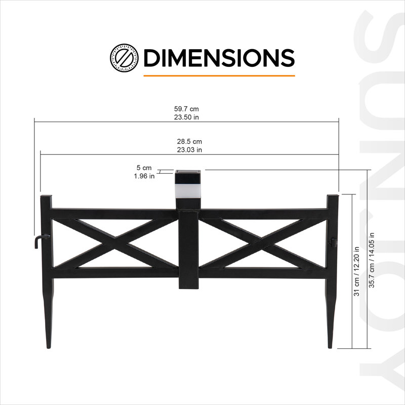 36cm H x 5cm W Metal Border Fencing
