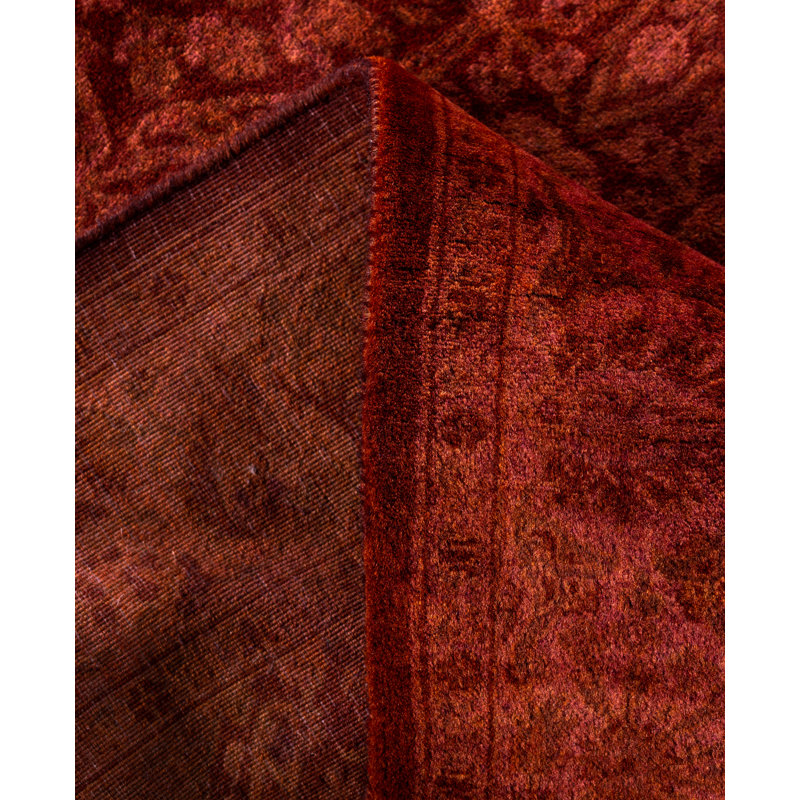 Overdyed Hand-Knotted Wool Modern-Contemporary Red Area Rug 3' 1" x 5' 3"