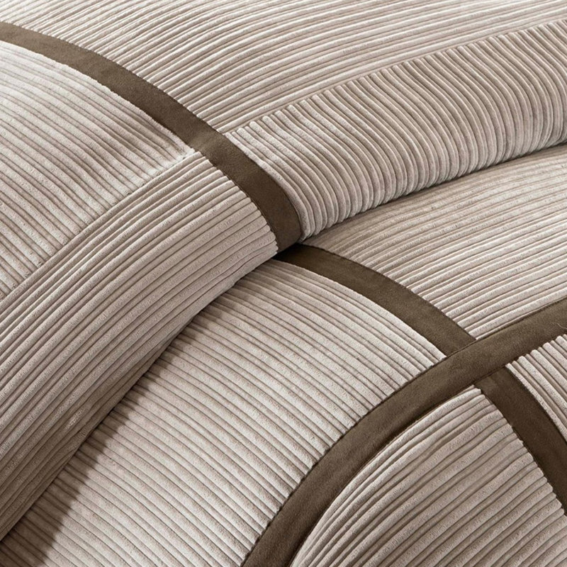 Édredon taupe très grand - velours côtelé, King Comforter + 6 Additional Pieces
