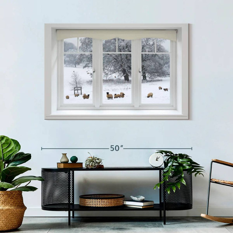 Lilie Winter Sheep Window View, 32" H x 48" W