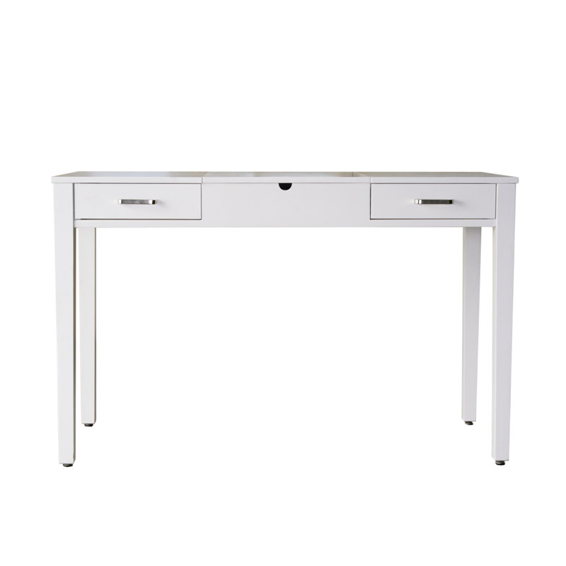 Kiralyn Writing Desk with Power Outlet, Crisp White