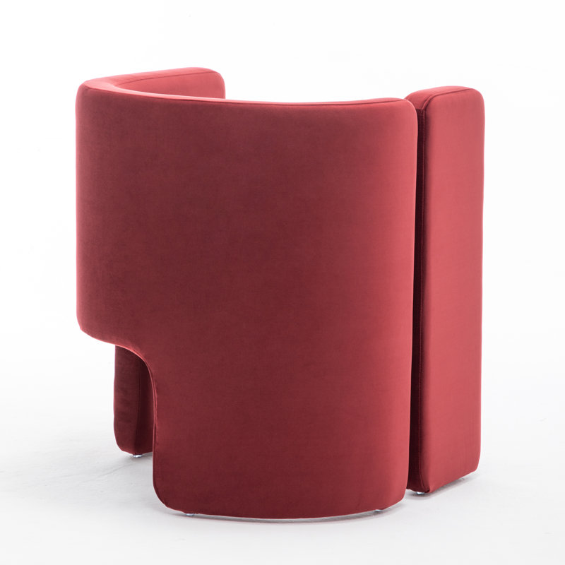 Modern Upholstered Barrel Dining Chairs, 4, Red