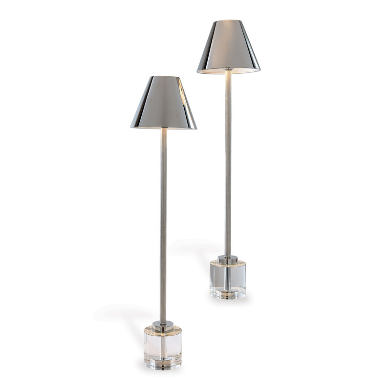 Ensemble de 2 lampes de style Parlement en cristal, Transparent / nickel poli, Nickel poli