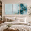 Ensemble de 3 toiles murales abstraites avec des coups de pinceau turquoise et or-1665353393