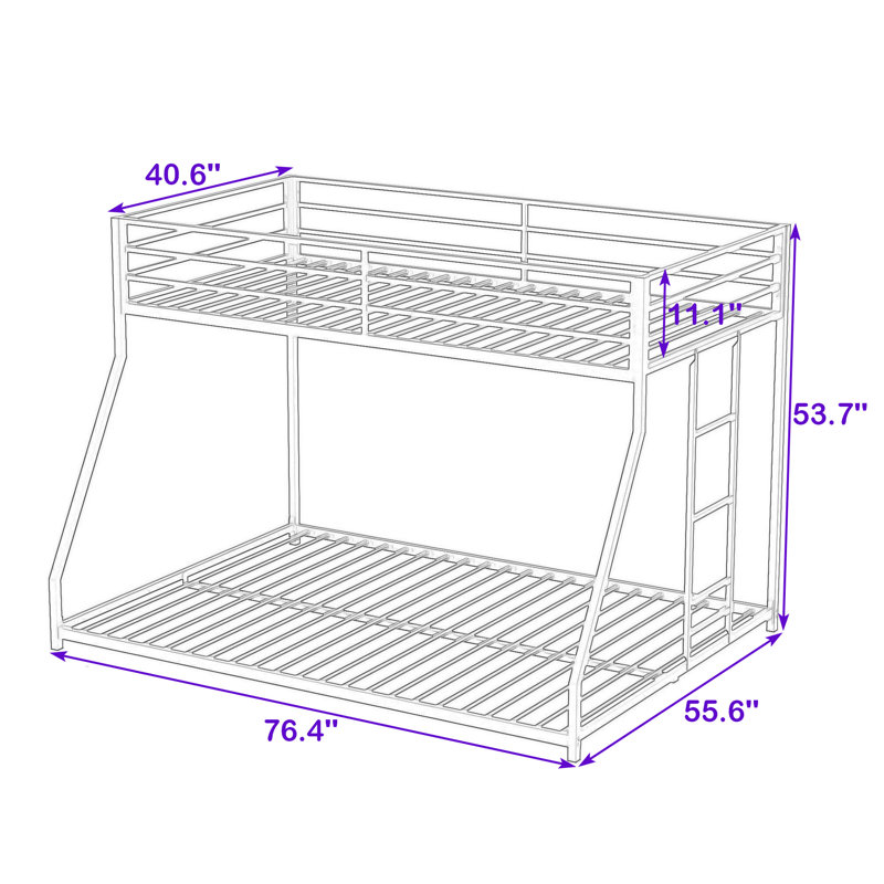 Aleh Metal Standard Bunk Bed, Twin Over Full
