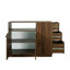 Armoire de table pour la cuisine et le garage, comprenant 2 portes coulissantes en verre, 3 tiroirs latéraux, un espace efficace et élégant, un panneau de particules de 15 mm de 3 mm, un buffet de rangement de poids de 86,32 lb, des portes, un