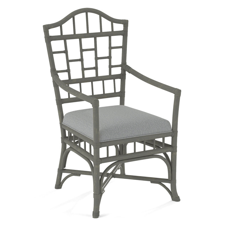 Chippendale Upholstered Arm Chair, Greystone, Light Blue Performance Fabric; 0851-55