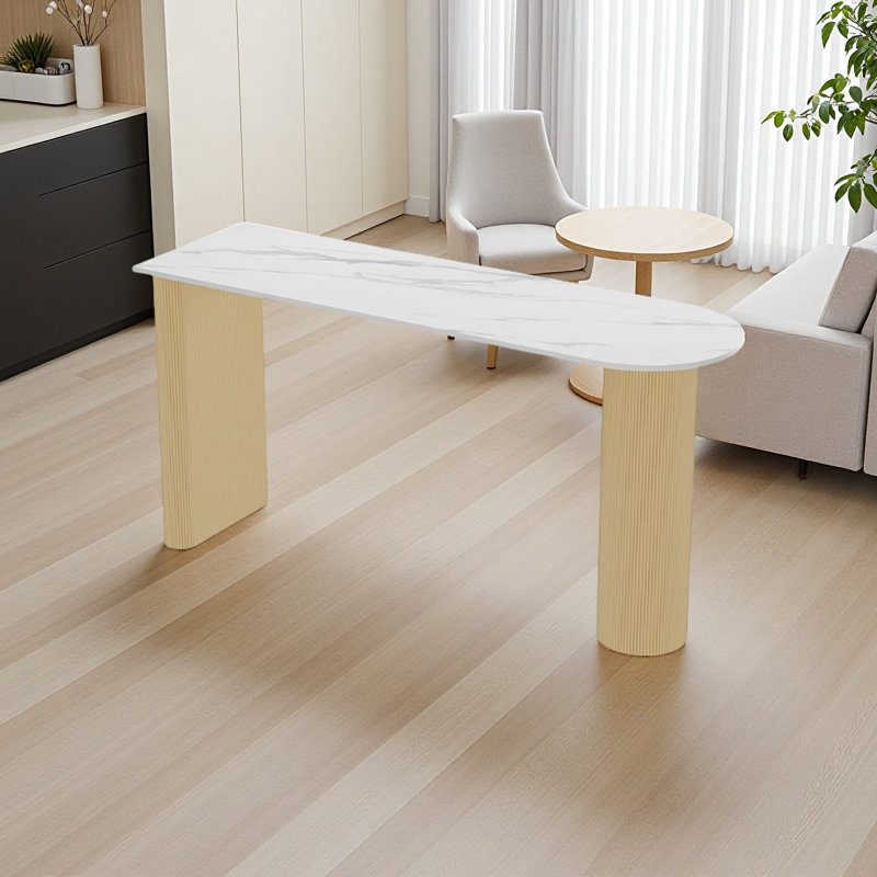 Table de bar moderne et simple, H 41,30 po x L 70,80 po x l 15,70 po, Blanc, Jaune