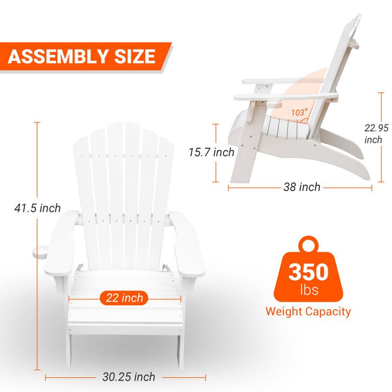 Chaise Adirondack en polystyrène, Blanc