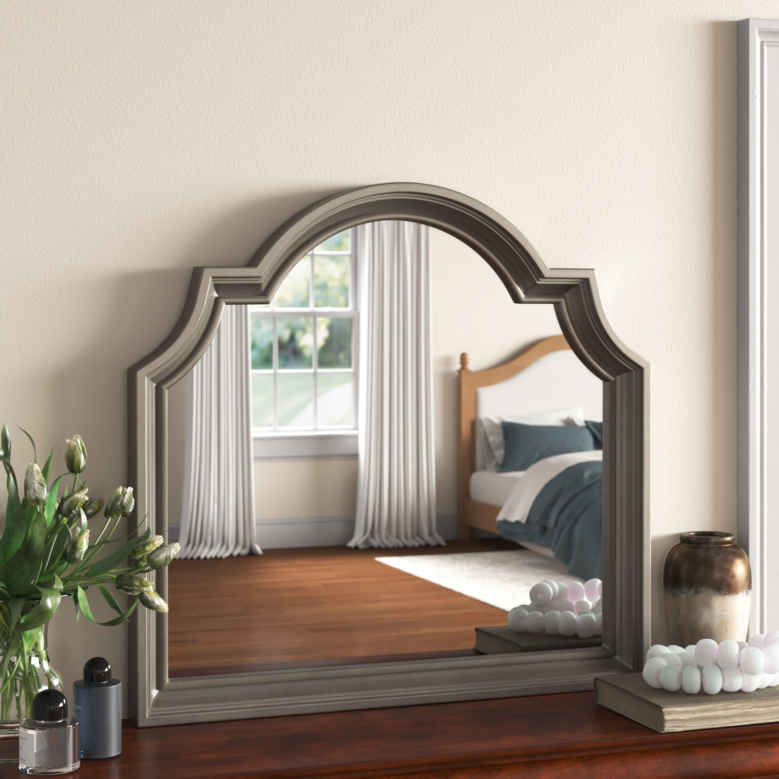 Lark Manor Alage Arch Wood Dresser Mirror