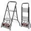 2-In-1 Folding Hand Truck & Step Ladder – Heavy Duty Portable Dolly Cart Sack Barrow with Non-Slip Pedal, Multi-Use Foldable Trolley on Wheels for Home/Office/Warehouse/DIY/Gardening/Kitchen