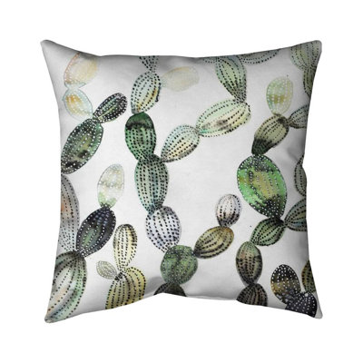 Pattern opuntia cactus - 16"x16" Throw pillow - Poly twill - Print on demand