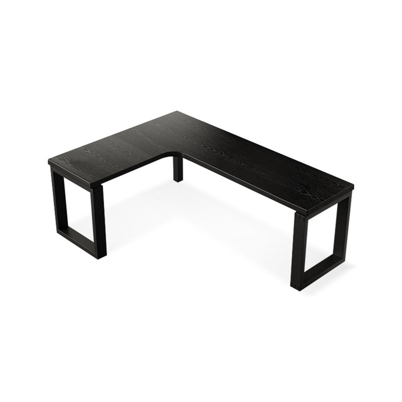 + Black L-Shaped Solid Wood desk, 29.53" H x 70.87" W x 55.12" D, Left Hand Return
