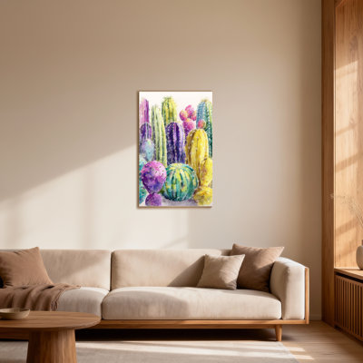 Plantes et fleurs, impression de cactus coloré aquarelle