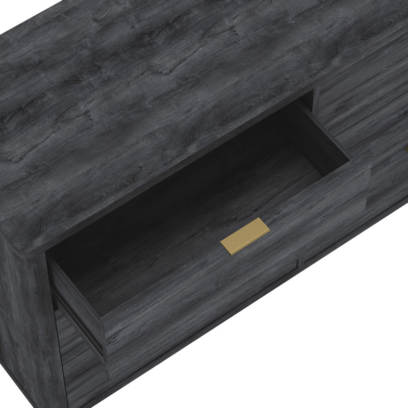 Ensemble de chambre à coucher 2 pièces avec commode et table de chevet gris Evelyn, Gris anthracite