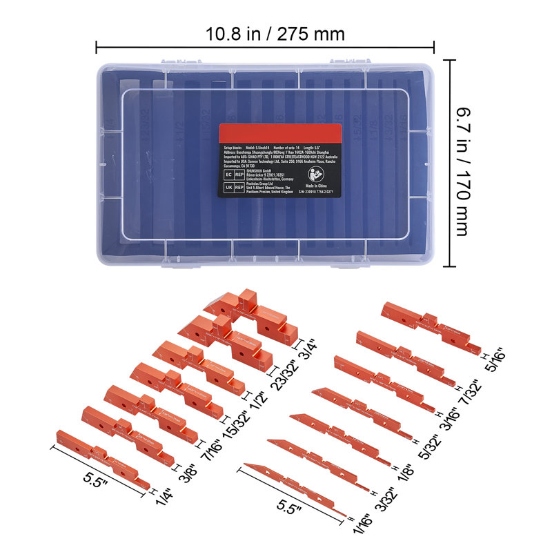 Router Table Setup Bars 14PCS Precision Aluminum Setup Blocks Height Gauge