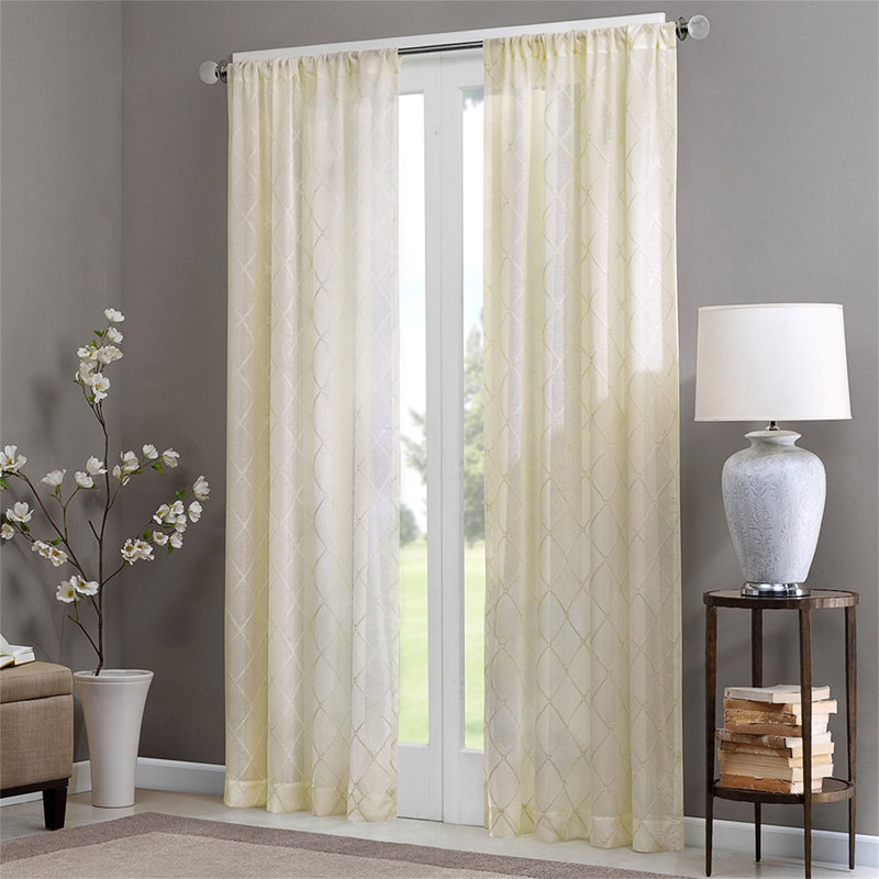 Panneau de rideau transparent Diamond (seulement 1 panneau PC), Blanc, L 50 po x L 84 po