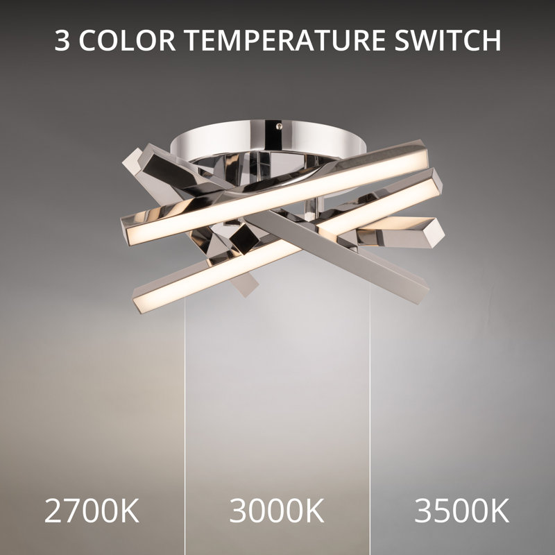 Parallax LED Semi Flush Mount, Chrome, 3000K