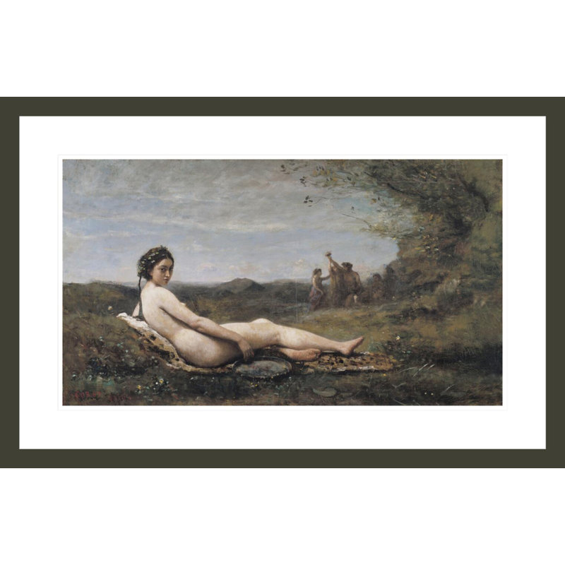Repose par Jean-Baptiste-Camille Corot - Impression Giclée sur cadre, H 19,37 po x l 29,5 po