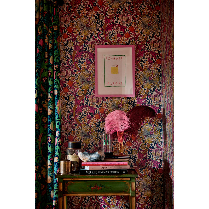 Golden Lily Wallpaper, Pink Fizz