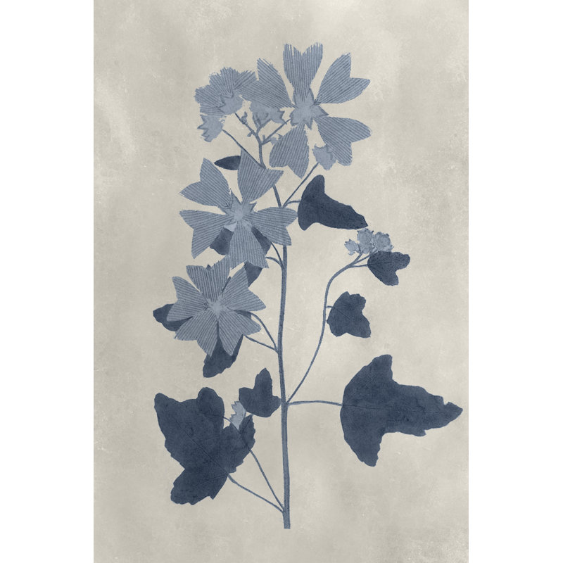 Navy Pressed Flowers VII - Wrapped Canvas Painting, 46cm H x 30cm W x 3.8cm D