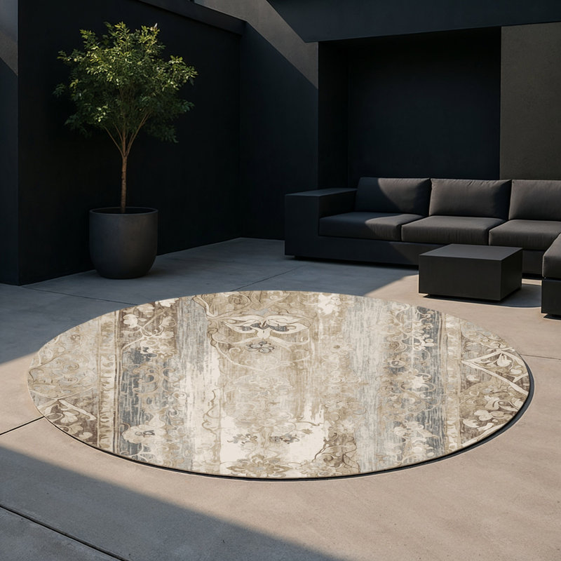 Silken Sands Indoor And Outdoor Area Rug, Round 5'
