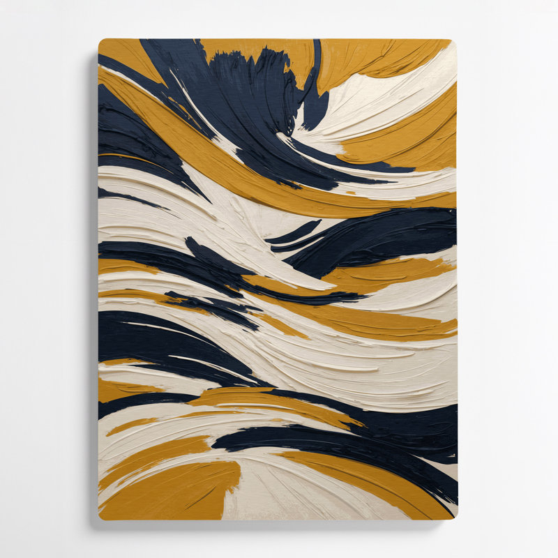 Abstrait paysage 93, art mural en métal beige, H 20 po x l 24 po