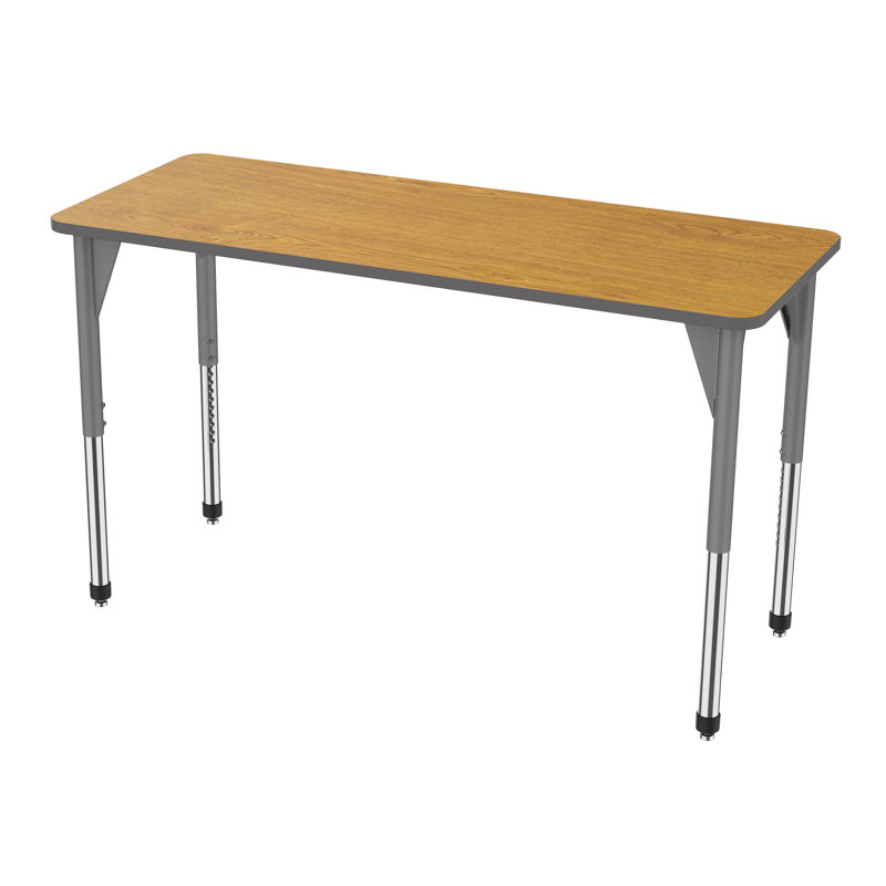 Table d'activité rectangulaire à hauteur réglable Premier Series, H 42 po x L 72 po x l 30 po, Gris, Chêne solaire
