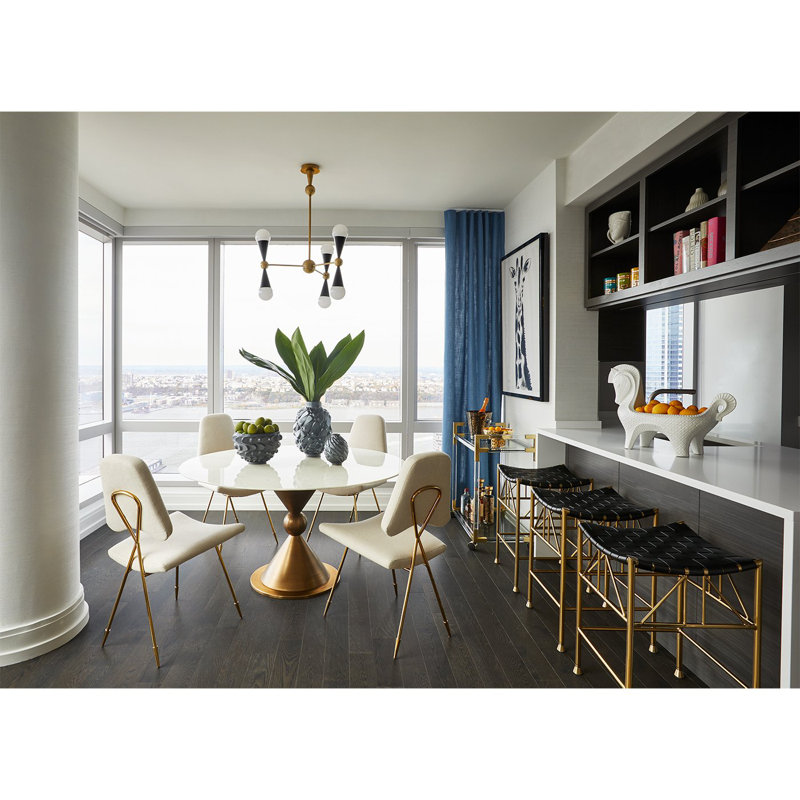 Sleek Black and Brass Sputnik 6-Light Chandelier
