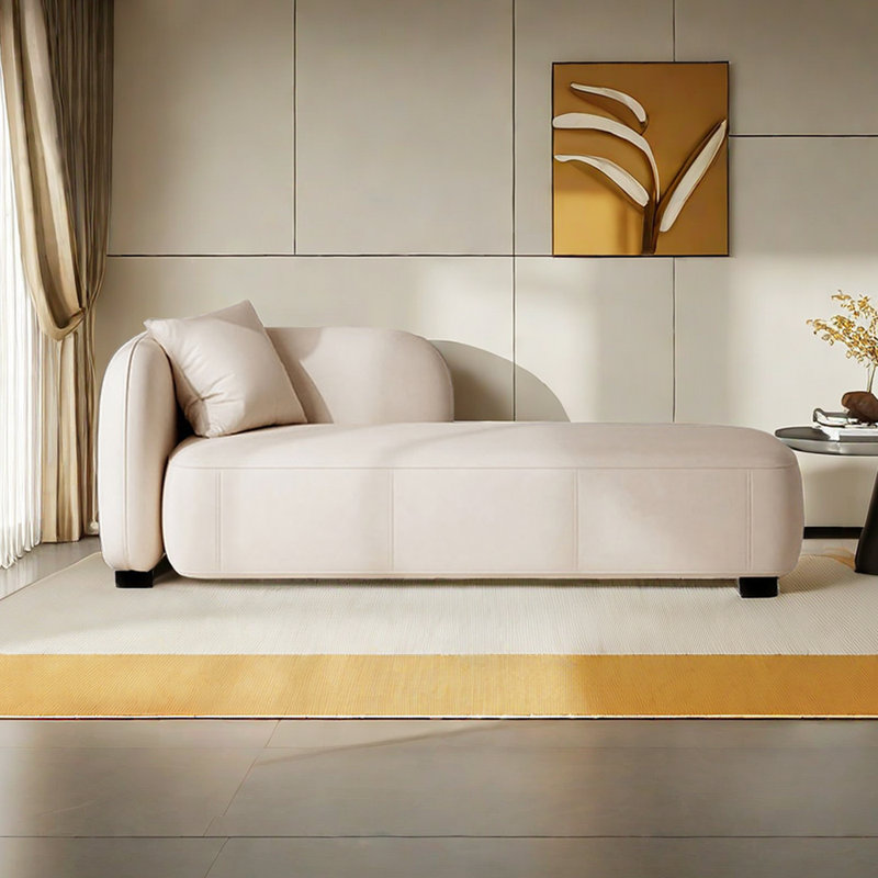 Chaise longue rembourrée Kurtlin, Accoudoir à gauche (vu de face), Beige