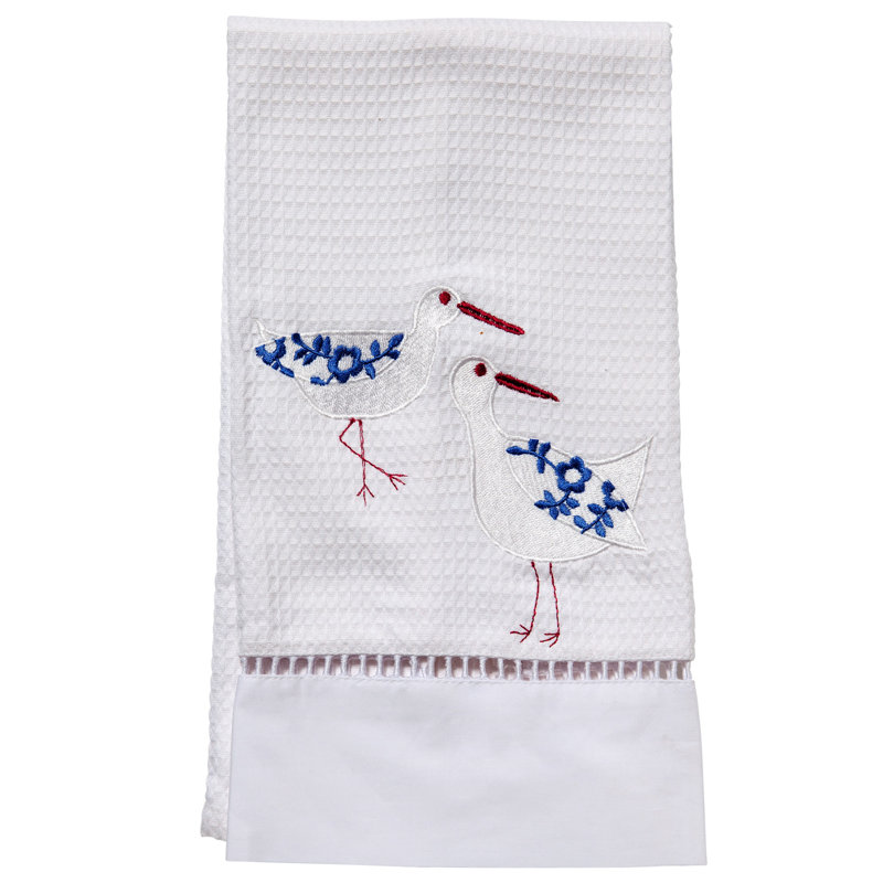 Remerton Waffle Hand Towel, White/Blue