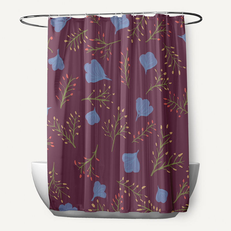 Slezak Polyester Spring Blooms Floral Single Shower Curtain, Purple