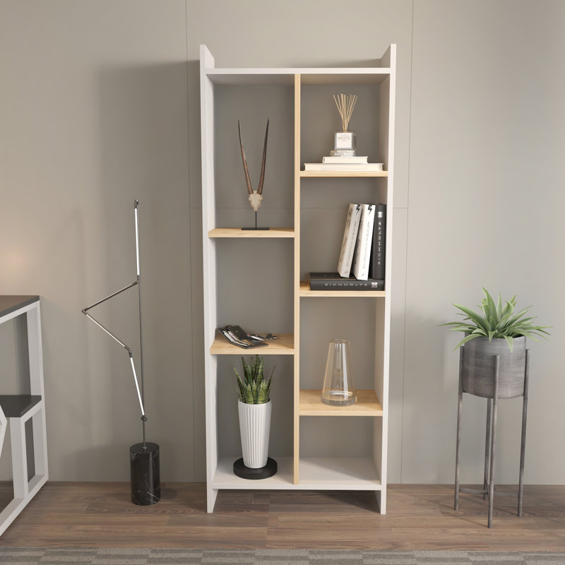 Leniah Bookcase, White/Sapphire Oak, Sapphire Oak