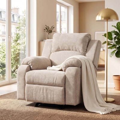 Fauteuil inclinable à réglage manuel en chenille rembourré avec dossier à 3 positions pour le confort du salon et du cinéma maison