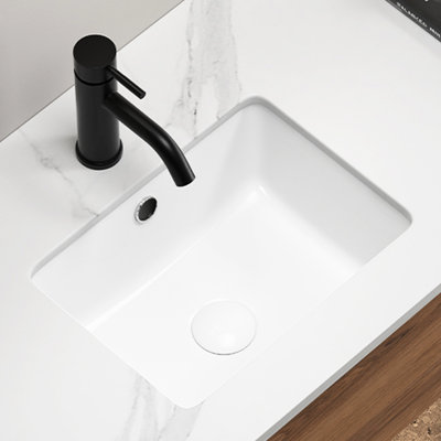 18X14 Inch Undermount White Porcelain Bathroom Sink, Built - In Overflow, American Design For Indoor And Outdoor Lavatories Milk Ceramic 7.17 Inches High, European Style Restaurant