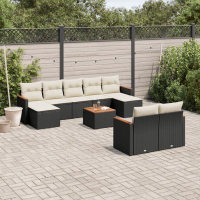 Ensemble de canapé de jardin Vidaxl noir, blanc crème