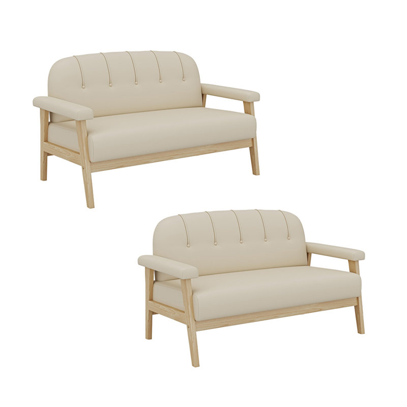 Banc rembourré en similicuir, Blanc cassé