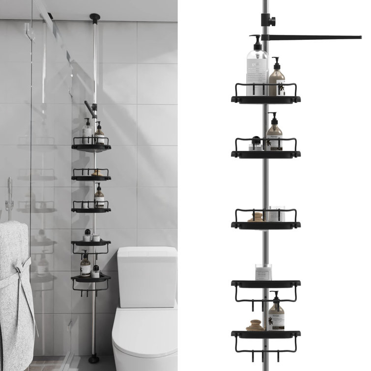 4-Layer Tension Pole Shower Caddy, Bathroom Shower Bath Caddy