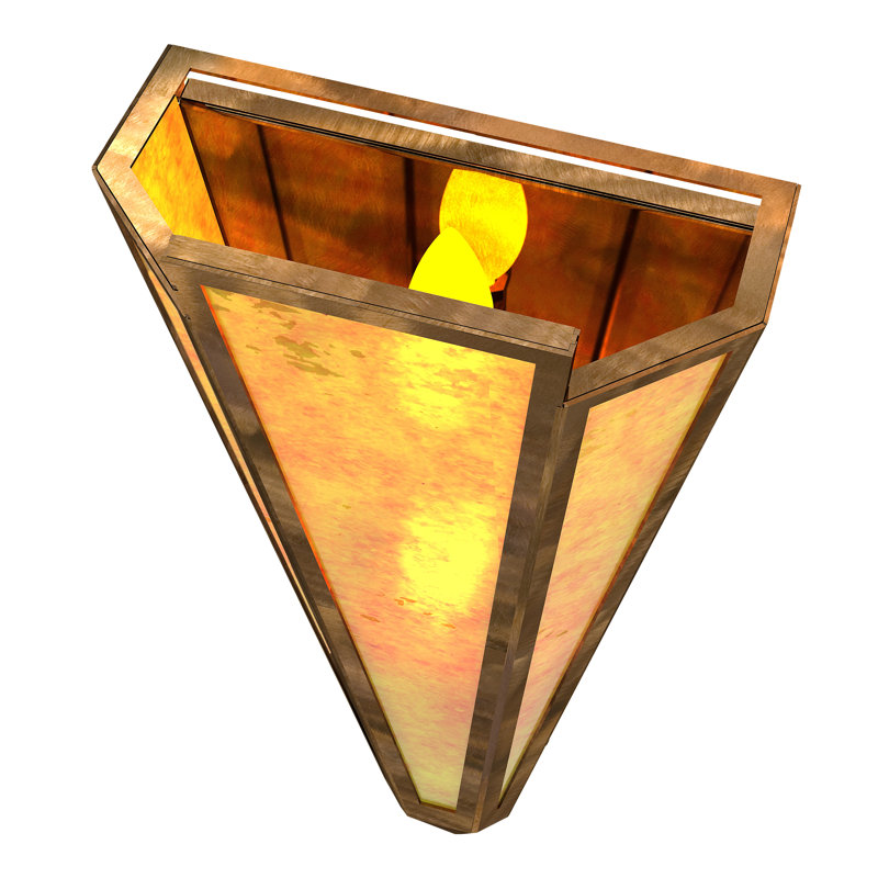 2 - Light Flush Mounted Sconce, Antique Copper, Amber