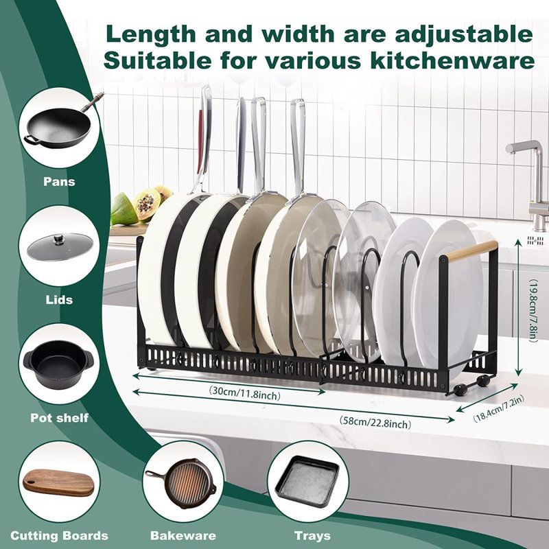 Upgraded Pot Rack Organizer, Expandable Pot Organizer Rack For U...