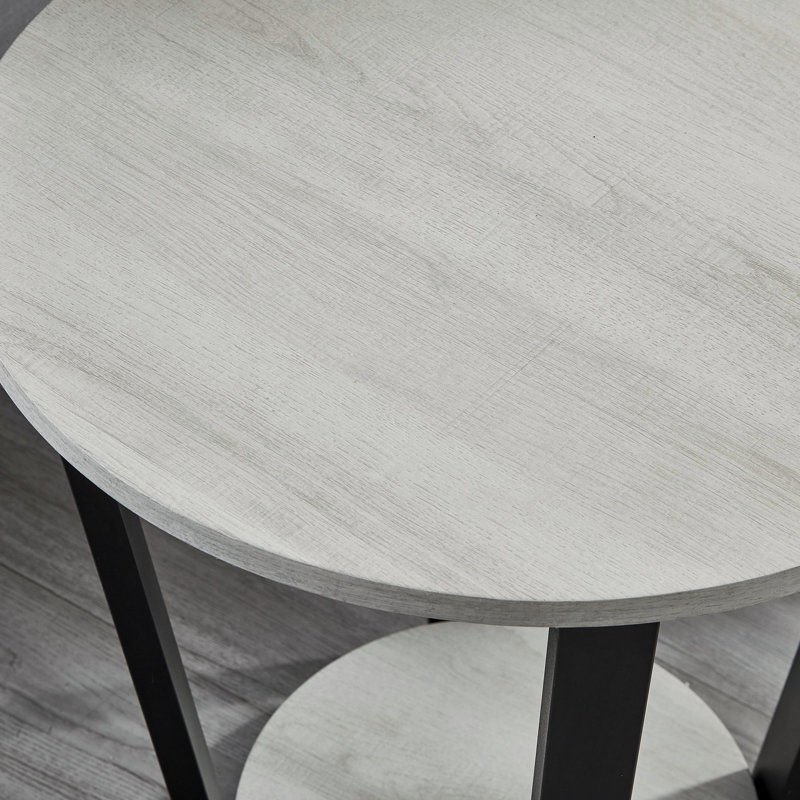 Borga End Table, Black, Off White