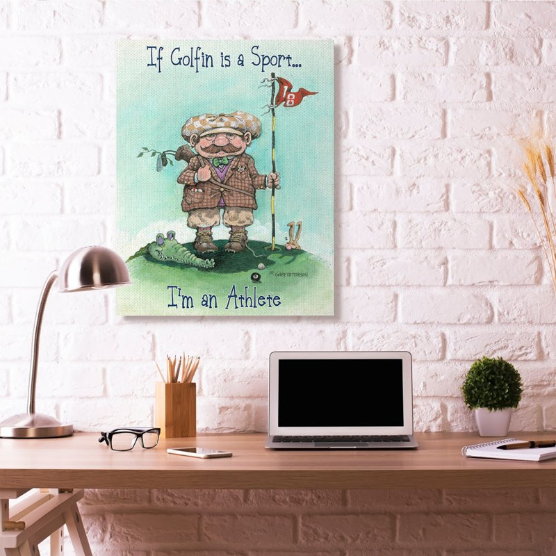 « i is a athlète amusant golf drawing sports design » par gary patterson, impression, H 48 po x l 36 po, Toile tendue