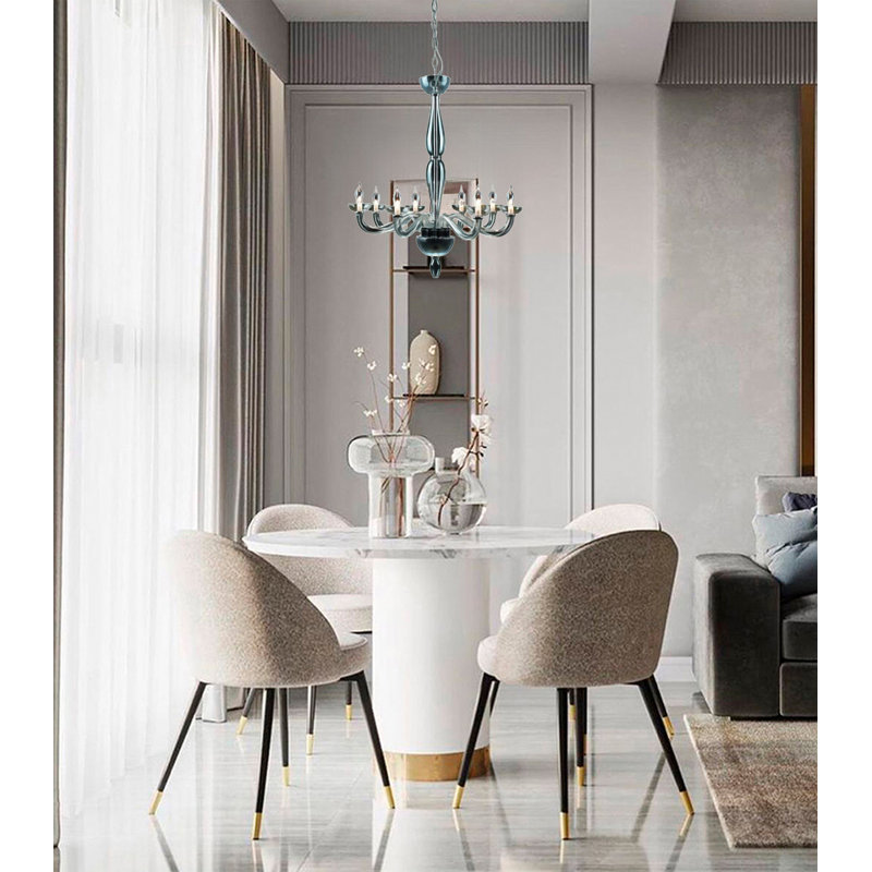 8-Light Chrome Chandelier With Clear Glass Accents