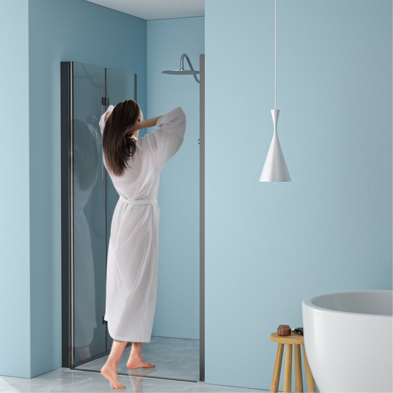 Shower Door With 32"W And 72"H, Matte Black, Stable Hinges Black Bi Door, X Smooth Closing Mechanism