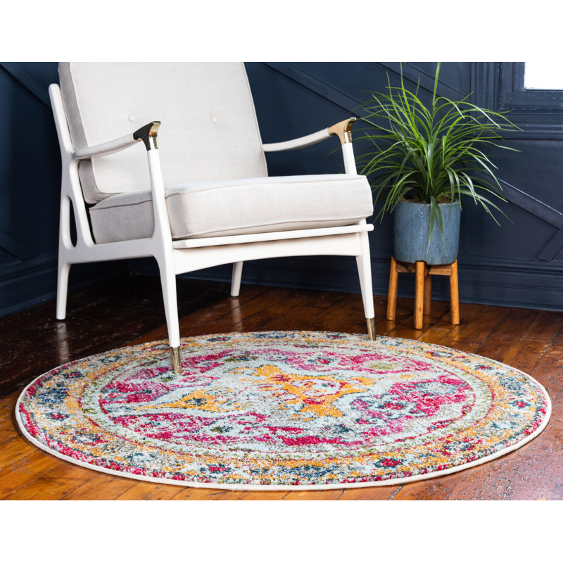 Jahanna Washable Oriental Indoor Rug, Round 4'1"