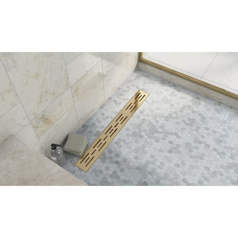 Dreamline Alliance 24 in. Linear Grate Shower Drain, Brushed Brass, Brushed Brass, 24"