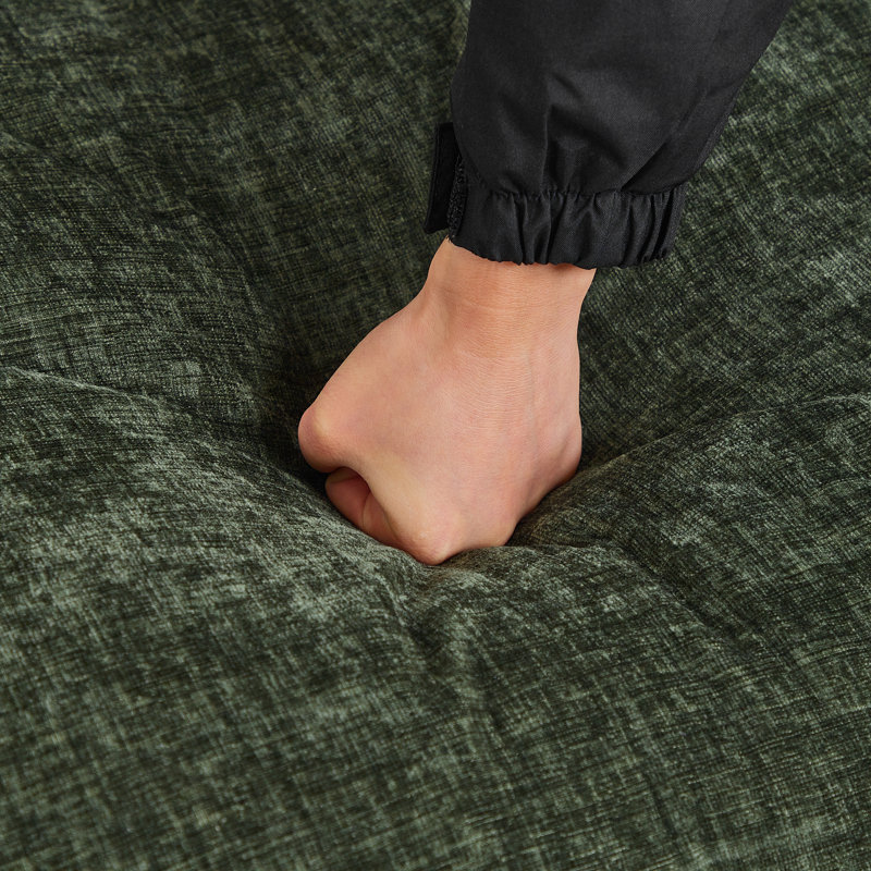 Canapé-lit en chenille moderne avec repose-pieds, H 33,85 po x l 112,2 po x P 35,82 po, Chenille verte