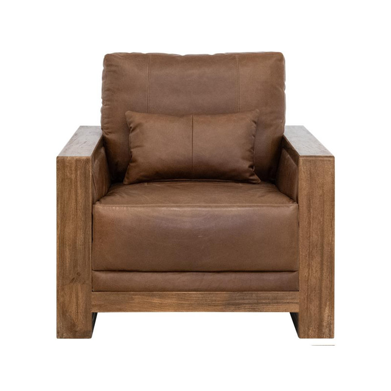 Fauteuil d'appoint rembourré en cuir véritable Gilkey