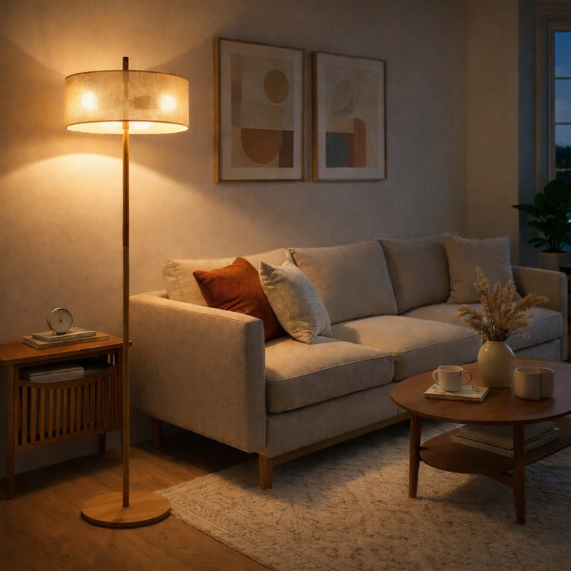 Monte FLOOR LAMP WITH PAPER RATTAN WEAVE SHADE