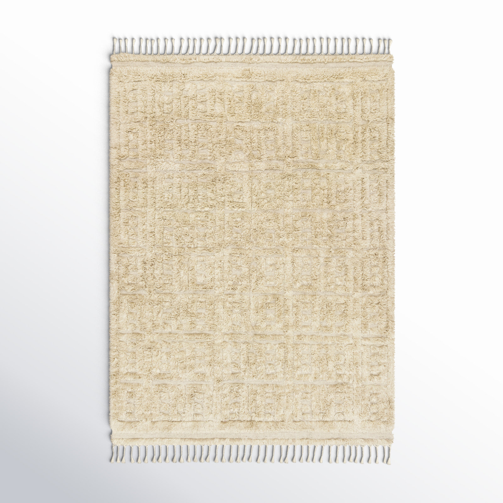 Michaela Beige Hand-Knotted Geometric Rug, Rectangle 4' x 6'